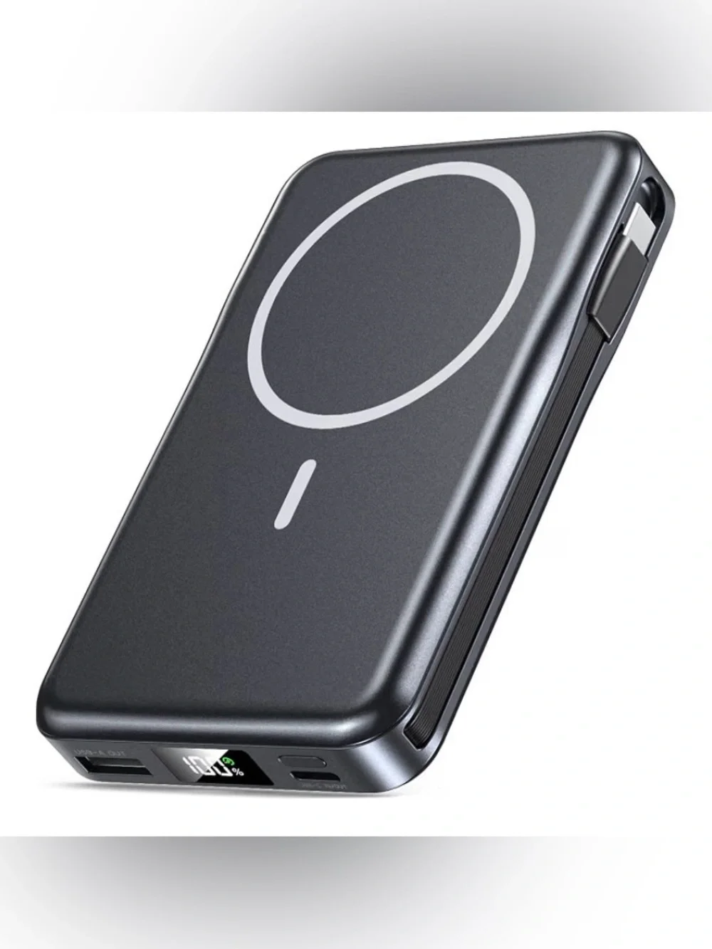 Magnetic Portable Charger 10000mAh, 20W Power Bank with Built in Cable